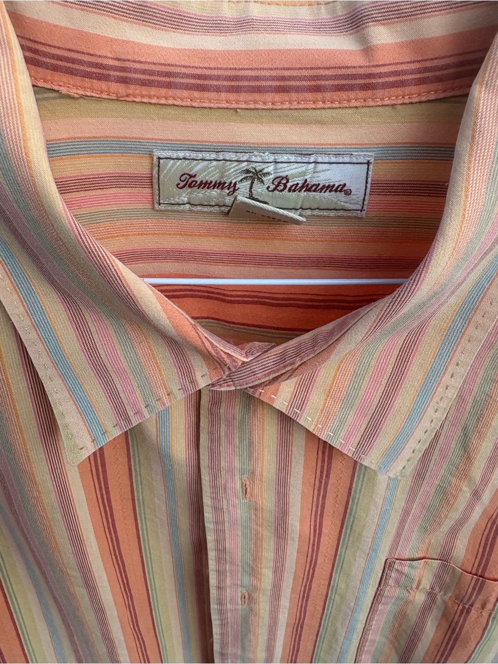 Tommy Bahama Peach Multi-Stripe Short-Sleeve Button-Up Shirt